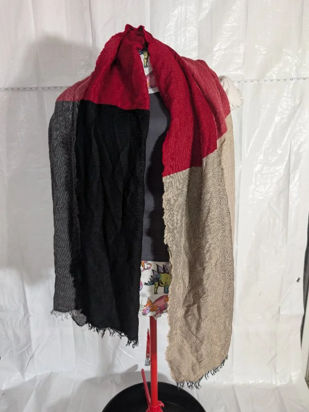 Maison PHOLYA! Colorblock Lightweight Wrap Scarf Burgundy Beige Gray Black